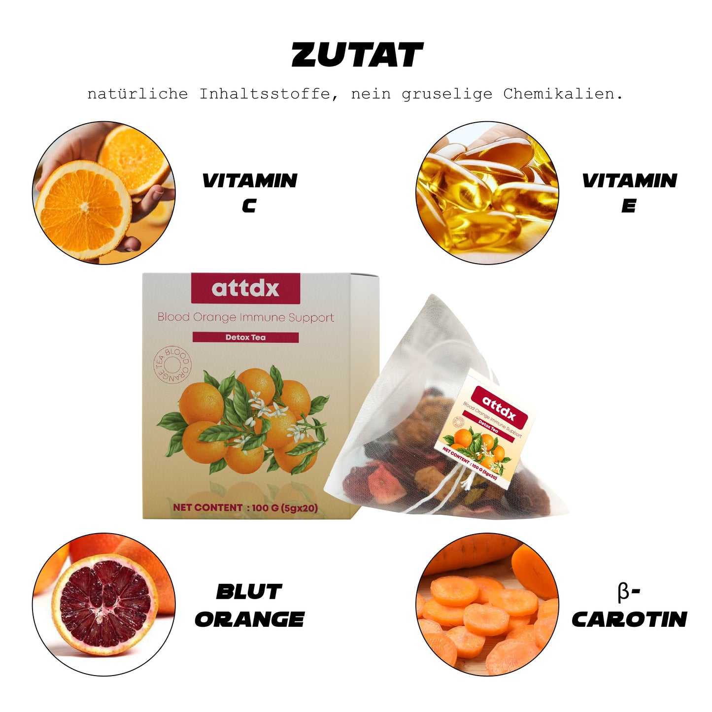 ATTDX Blutorange Immunsystem unterstützen Entgiftungstee