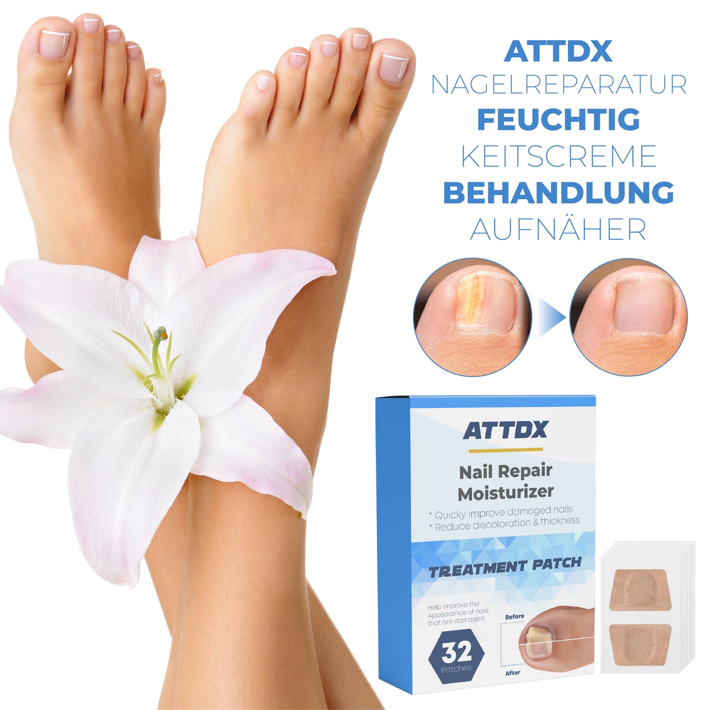 ATTDX NagelReparaturFeuchtigkeitscreme Behandlung Aufnäher