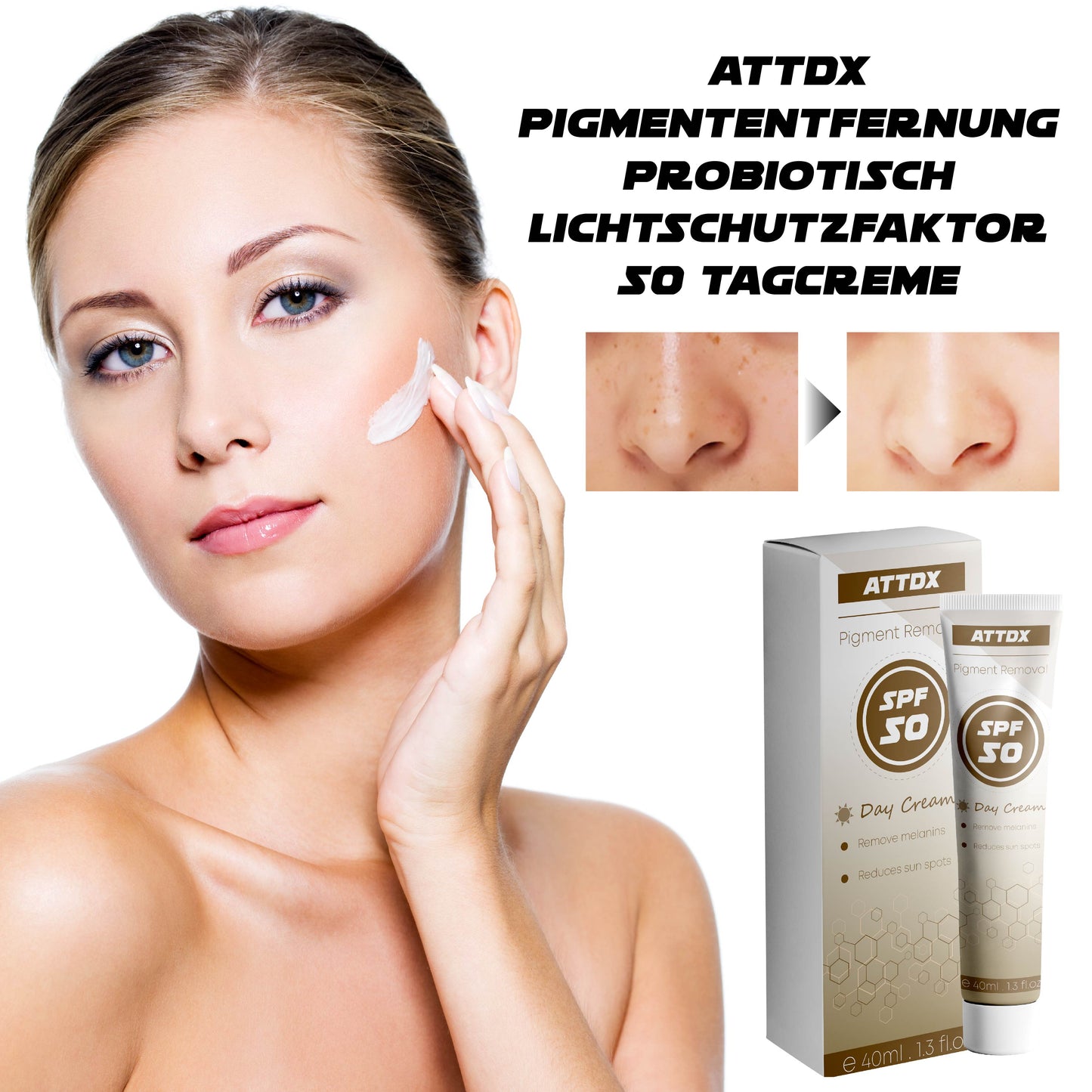 ATTDX PigmentEntfernung Probiotisch Lichtschutzfaktor 50 TagCreme