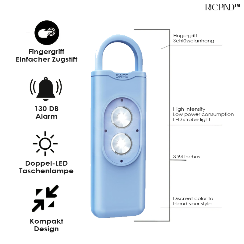 RICPIND 130dB lauter Selbstverteidigungsalarm Schlüsselanhänger