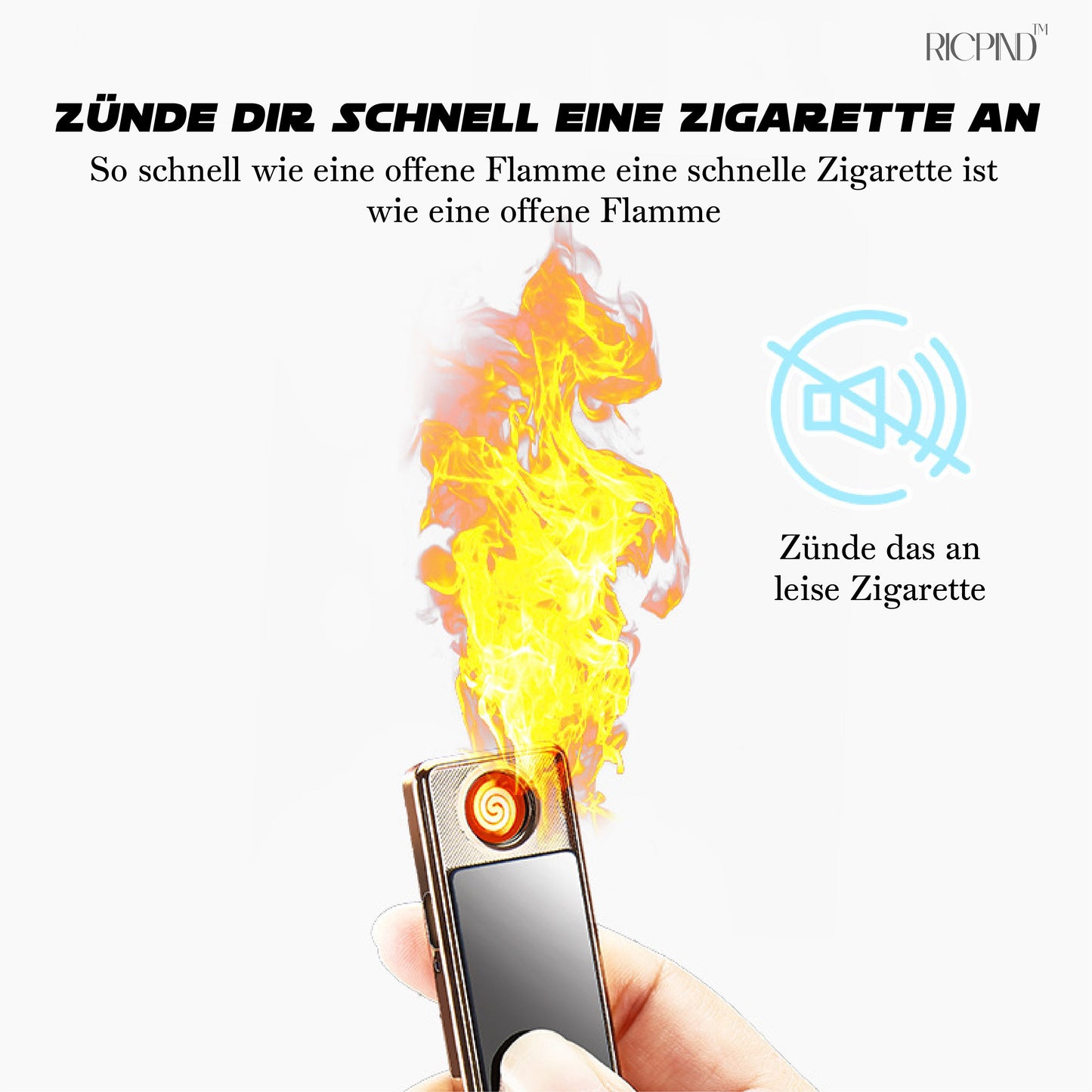 RICPIND Intelligente Elektronik Winddichtes wiederaufladbares USB-Feuerzeug