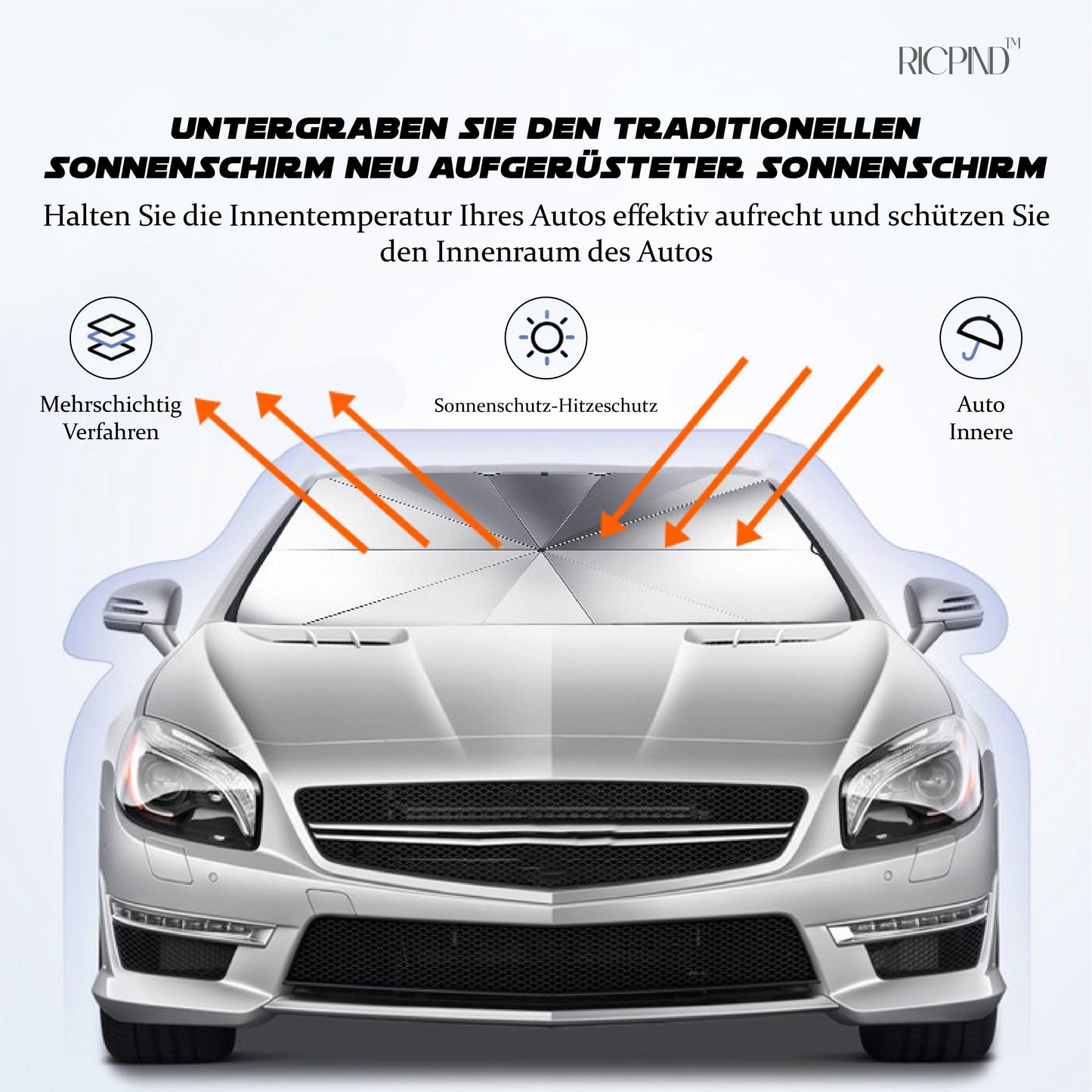 RICPIND Solar Blocker Windschutzscheibe Regenschirm